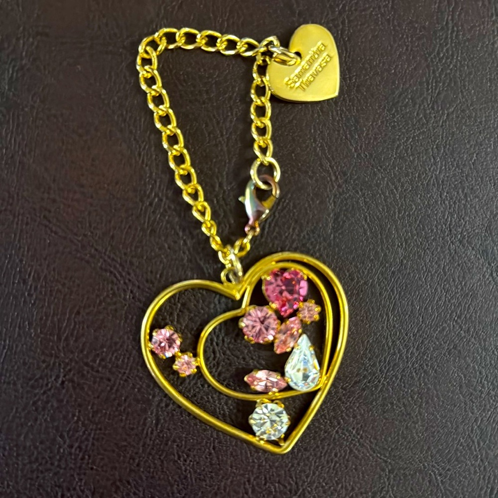 Samantha Thavasa Gold and Pink Heart Keychain Charm